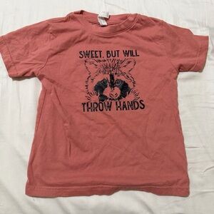 Toddler Racoon Graphic T-Shirt - Sweet But Will Throw Hands -